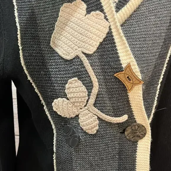 Anthropologie Field Flower Cardigan Size M Crochet Detail​​ - Picture 3 of 12